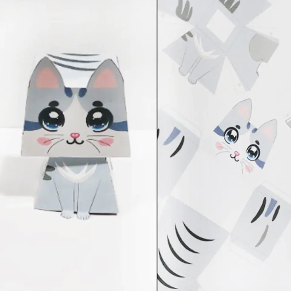 Gatito de papel Gris Imprimible 3