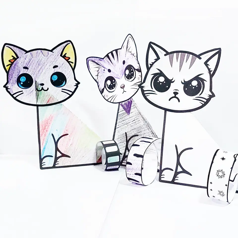 Gatitos Plegables para Colorear 4