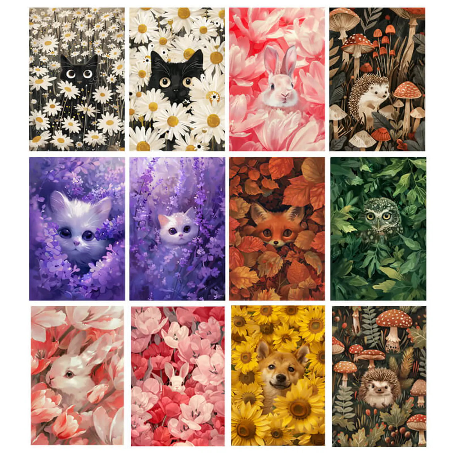 Pack 100 Animales Curiosos entre flores, bosques, y ramas 6