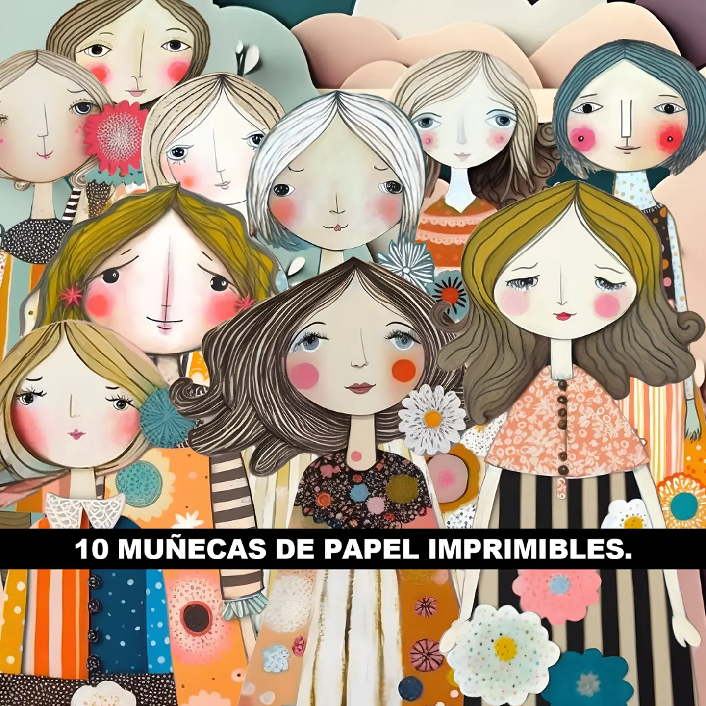 Muñecas de Papel Acuarela Imprimibles 3
