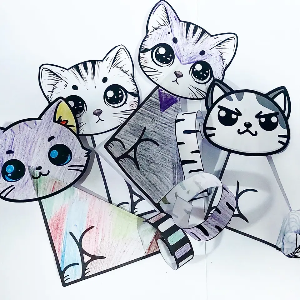 Gatitos Plegables para Colorear 5