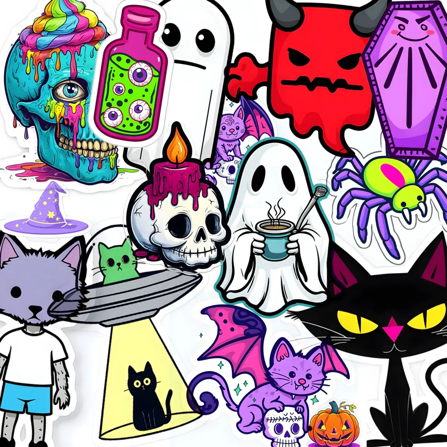 Plancha 15 Stickes Imprimibles Halloween 1