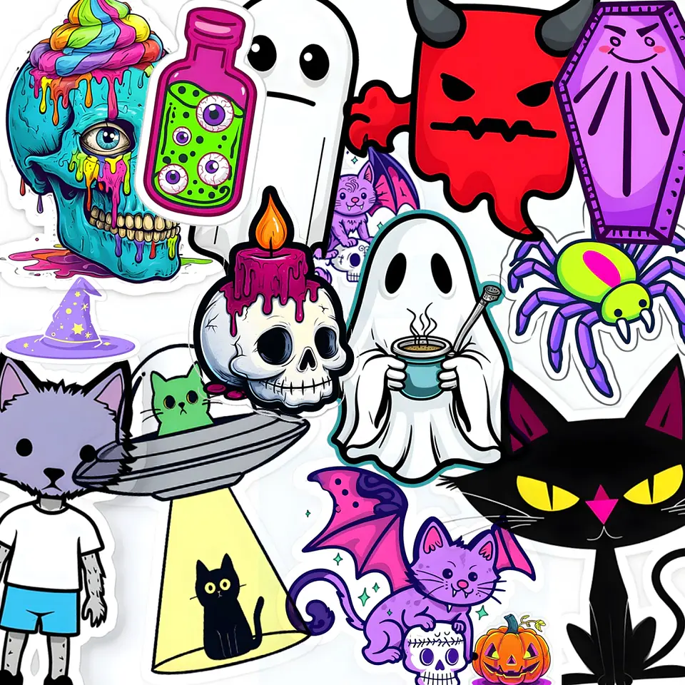 Plancha 15 Stickes Imprimibles Halloween 1
