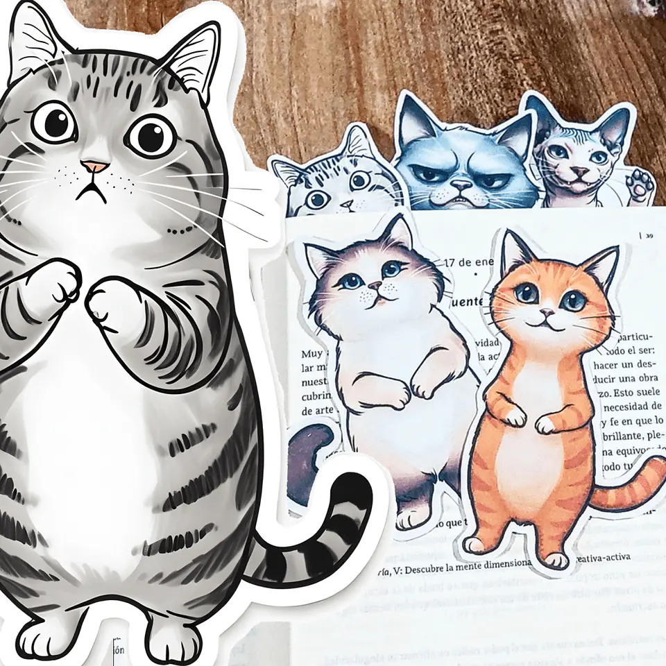 Set de 8 Marca-Páginas de Gatitos Imprimibles 1