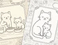 Familia Gatuna para Colorear Vintage - Miniatura 1