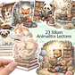 Set 23 Stickers Animalitos Lectores Imprimibles - Miniatura 1