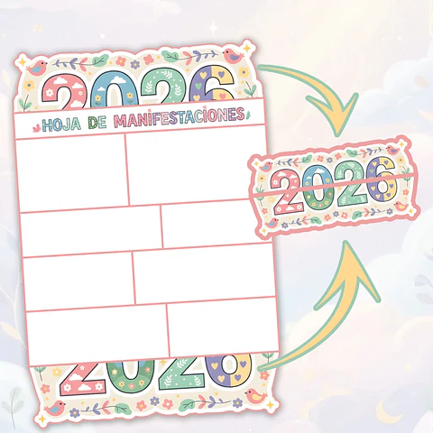 HOJA DE MANIFESTACIONES 2026 + Guía y Stickers ✨Imprimibles
