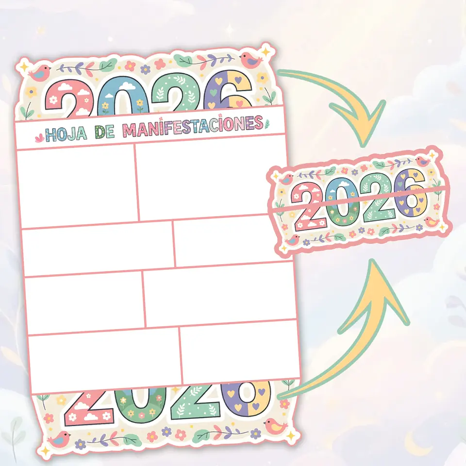 HOJA DE MANIFESTACIONES 2026 + Guía y Stickers ✨Imprimibles 1