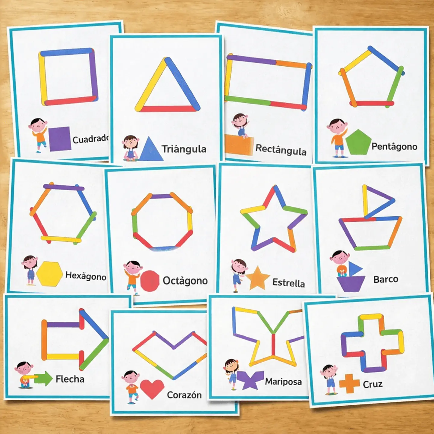 Actividad Montessori de Formas y Colores | Plantillas de Figuras con Palitos de Helado 1