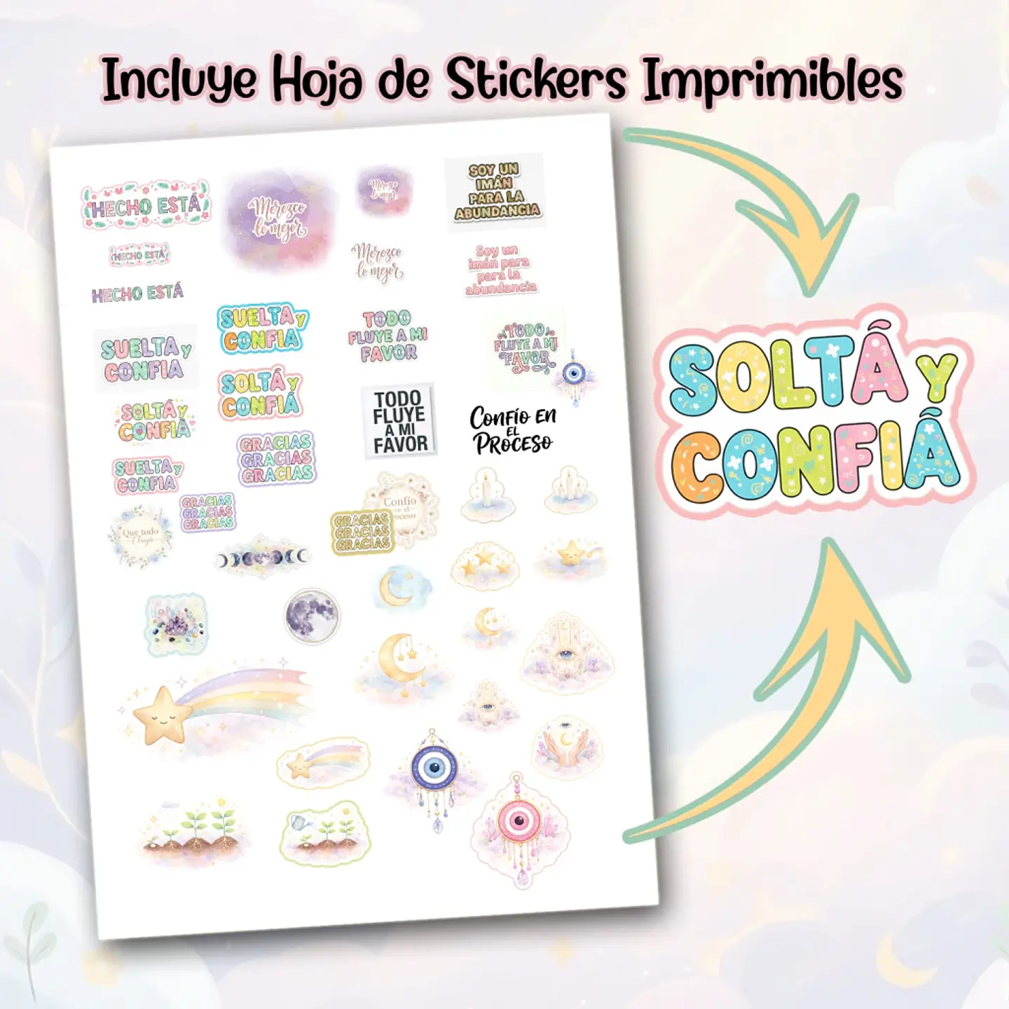 HOJA DE MANIFESTACIONES 2026 + Guía y Stickers ✨Imprimibles 2