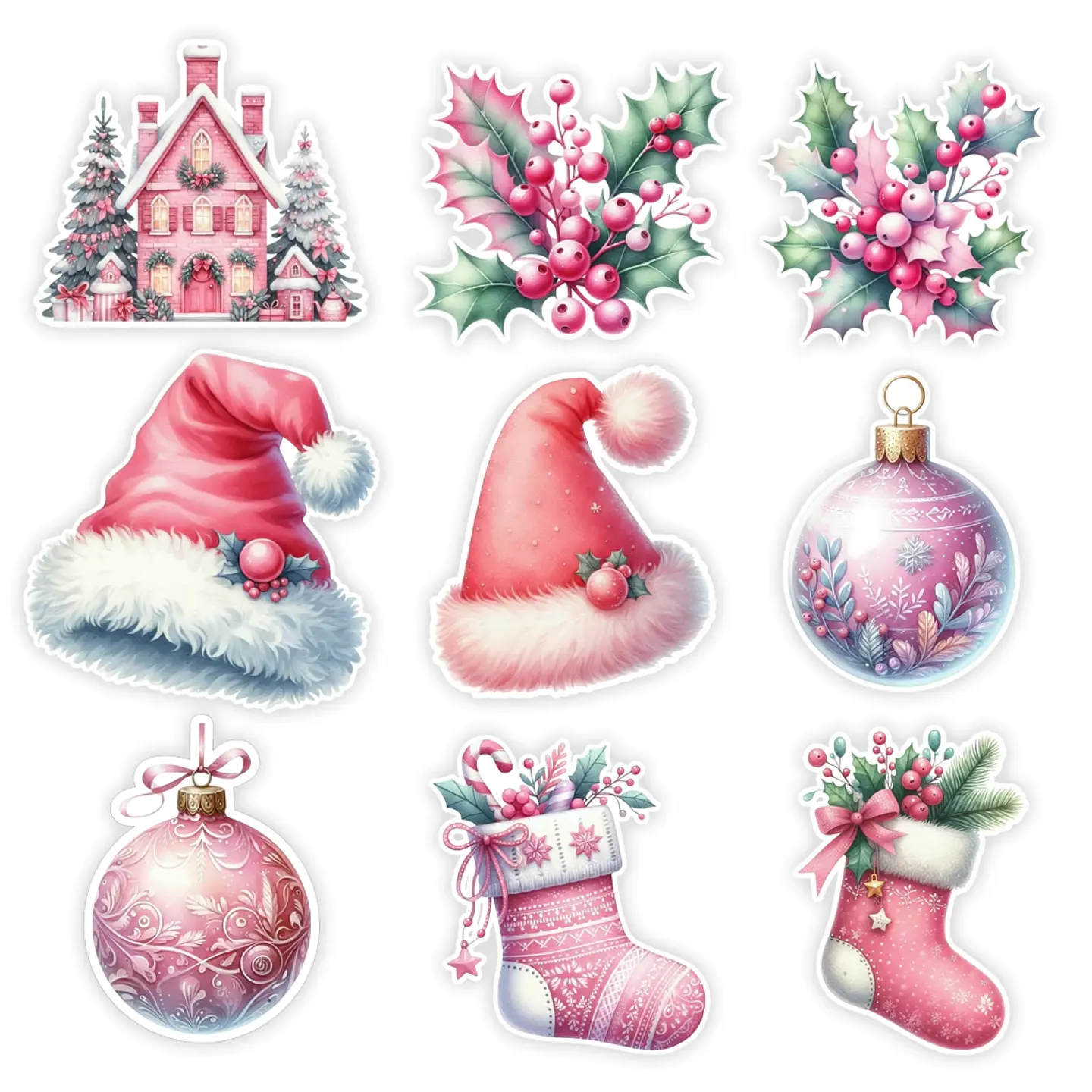 Set 23 Stickers Rosa Navidad Imprimibles 2