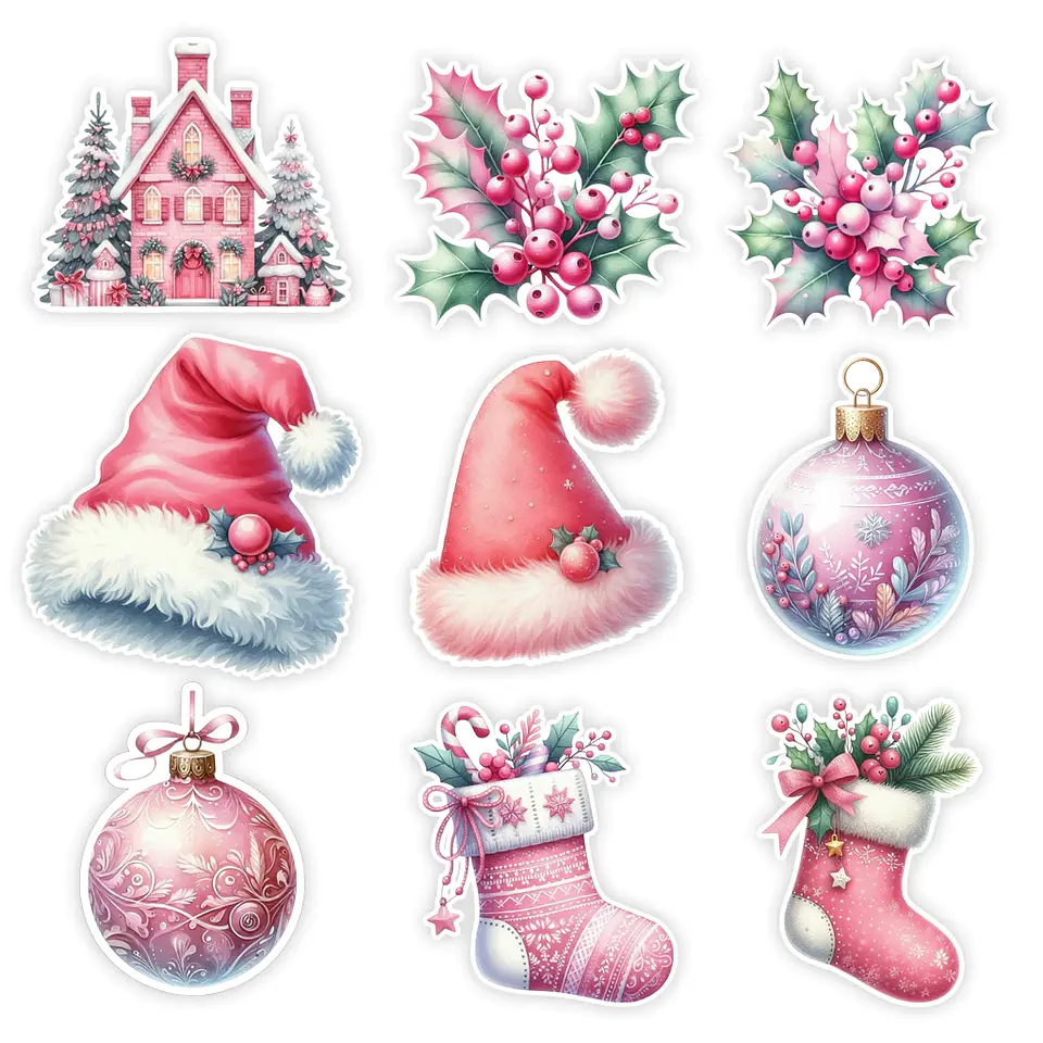 Set 23 Stickers Rosa Navidad Imprimibles 2
