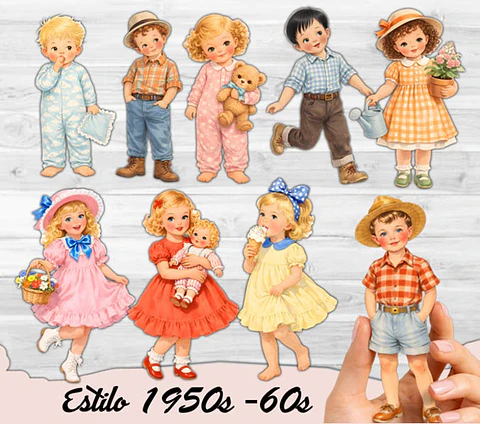 Stickers Muñequitos de 1950s / 70s – 25 Personajes Retro