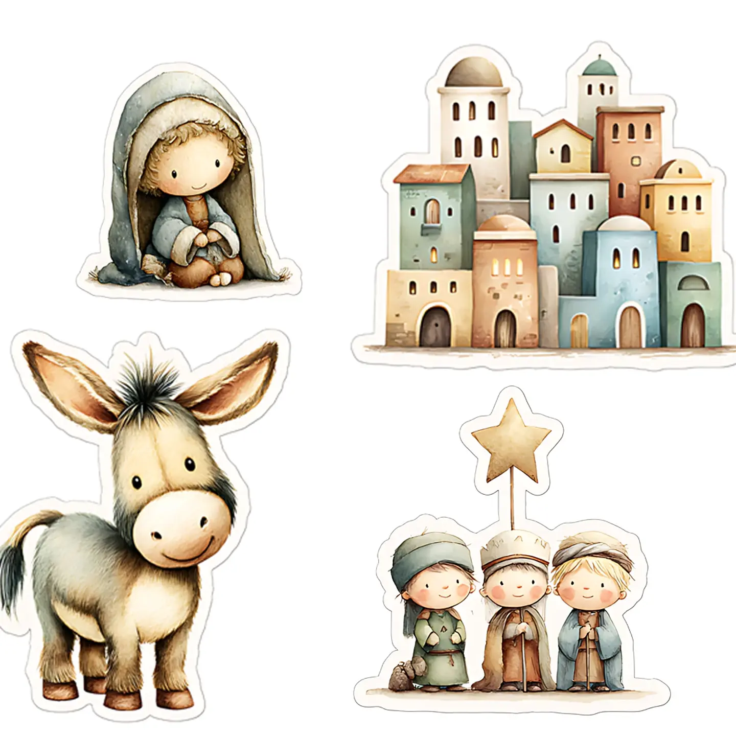 Pack 135 Stickers Nacimiento Navideño Imprimible 3