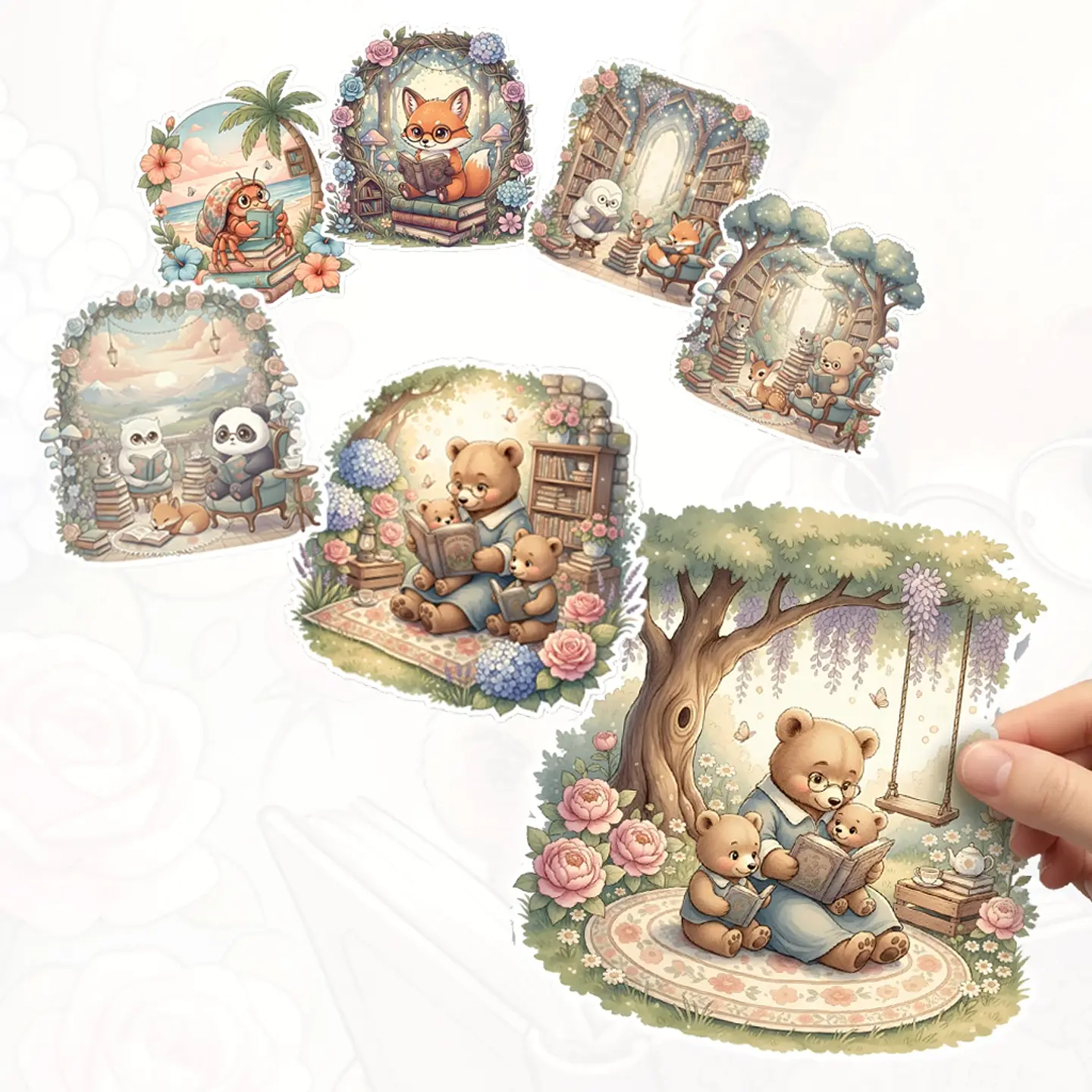 Set 23 Stickers Animalitos Lectores Imprimibles 3