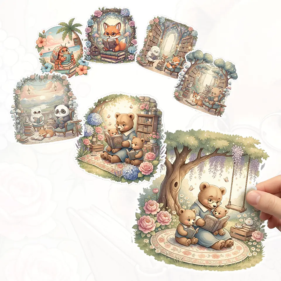 Set 23 Stickers Animalitos Lectores Imprimibles 3