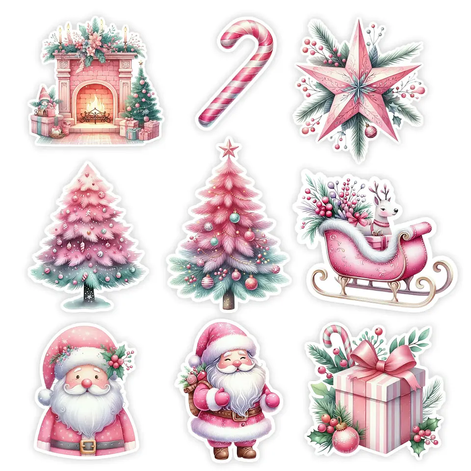 Set 23 Stickers Rosa Navidad Imprimibles 3