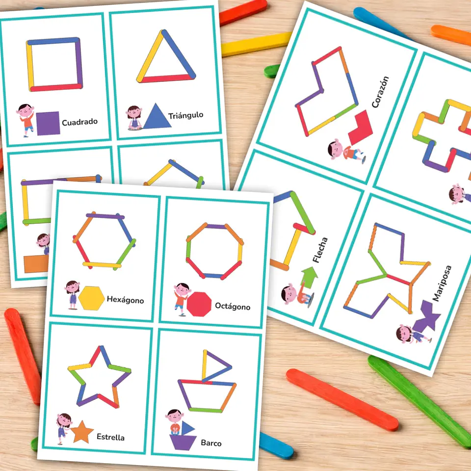 Actividad Montessori de Formas y Colores | Plantillas de Figuras con Palitos de Helado 3