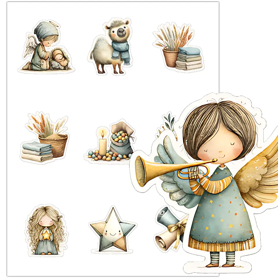 Pack 135 Stickers Nacimiento Navideño Imprimible 6