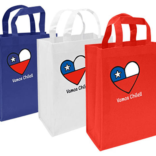 Bolsa TNT Vamos Chile 25 x 30 x 8 cm aprox.