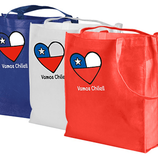 Bolsa TNT Vamos Chile 30 x 40 x 12 cm aprox.