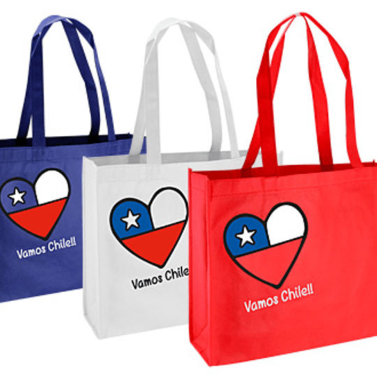 Bolsa TNT Vamos Chile 40 x 30 x 12 cm aprox.