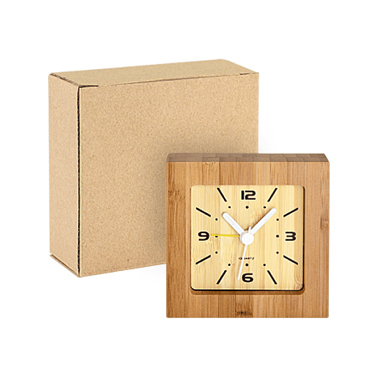 Reloj despertador de madera de bambú 