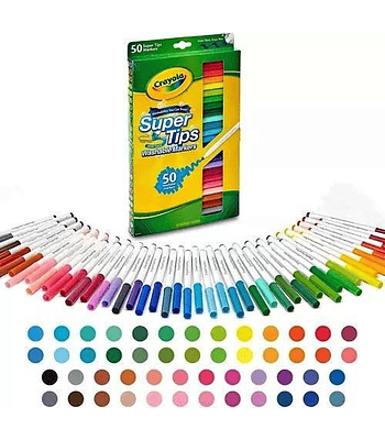 Lápices Crayola Súper Tips 50 Colores Marcadores Usa
