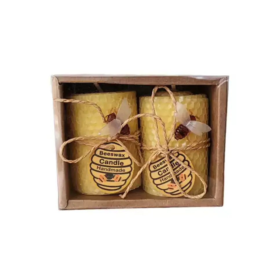 Pack 2 Cirios de Cera de Abeja – Miel (6.5 x 4 cm) 1