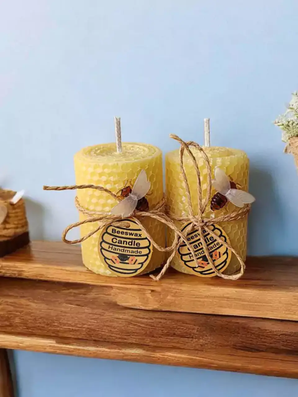 Pack 2 Cirios de Cera de Abeja – Miel (6.5 x 4 cm) 3