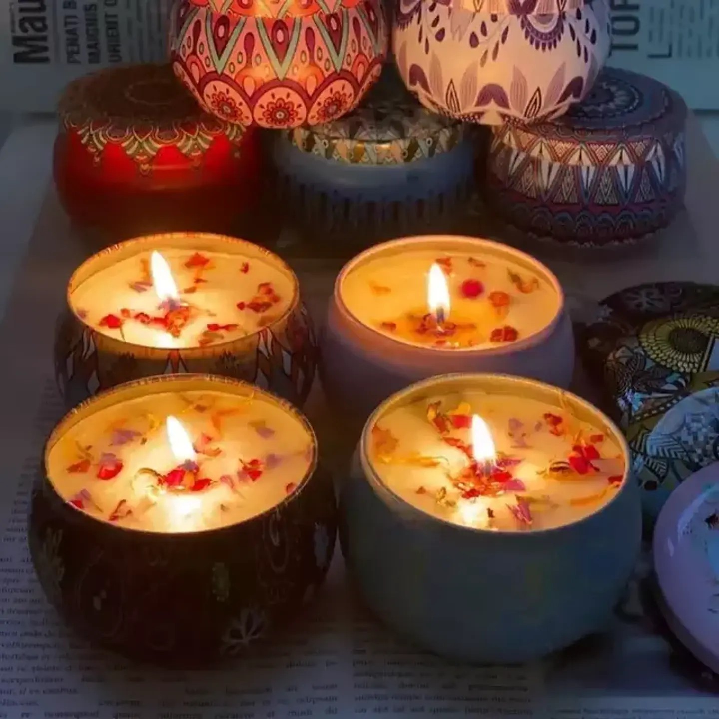 🕯️Pack Velas Perfumadas con Flores Secas – Set Verde (4 unidades) 3