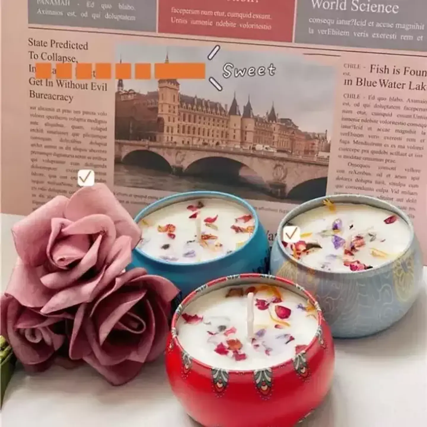 🕯️Pack Velas Perfumadas con Flores Secas – Set Verde (4 unidades) 4