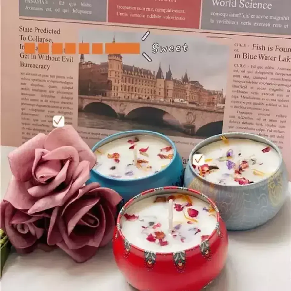 🕯️Pack Velas Perfumadas con Flores Secas – Set Verde (4 unidades) 4