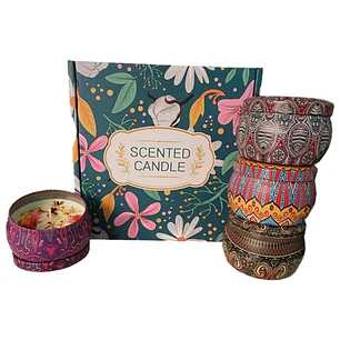 🕯️Pack Velas Perfumadas con Flores Secas – Set Verde (4 unidades)