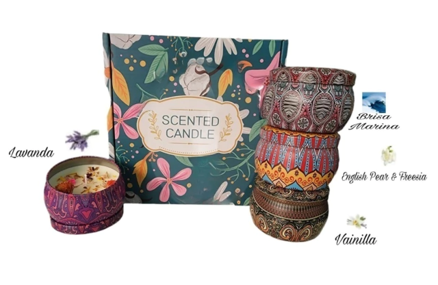 🕯️Pack Velas Perfumadas con Flores Secas – Set Verde (4 unidades) 1