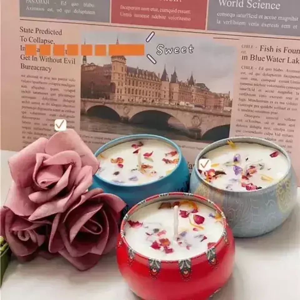 Pack Velas Perfumadas con Flores Secas – Rosa 🌸 3