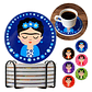 Posavasos Cerámica con Base de Corcho Set 6 + Soporte | Posavasos Decorativos Frida - Miniatura 1