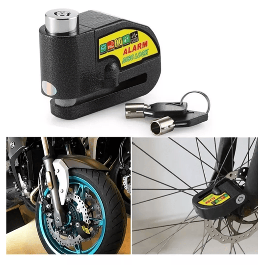 Candado Freno Disco Moto Bici Alarma Antirrobo