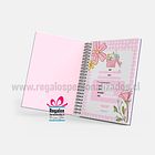 Agenda 2024 diseño flor rosa, tapas personalizadas 2
