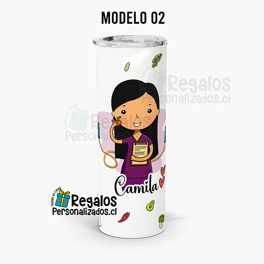 Vaso térmico skinny  diseño Nutricionista 5