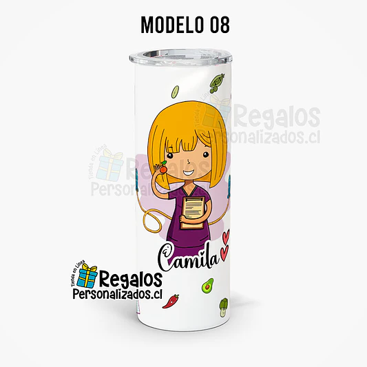 Vaso térmico skinny  diseño Nutricionista 11