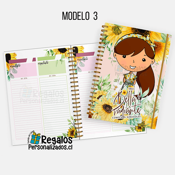 Agenda diseño Girasol, tapas personalizadas 6