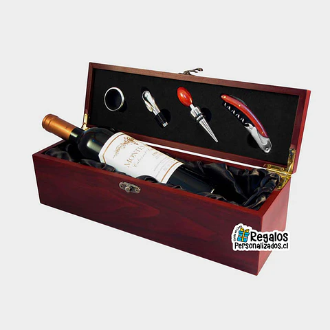 Caja de madera y vino personalizado