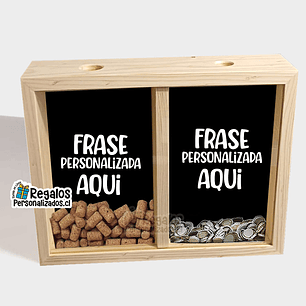 Caja guarda corchos doble, frase personalizada