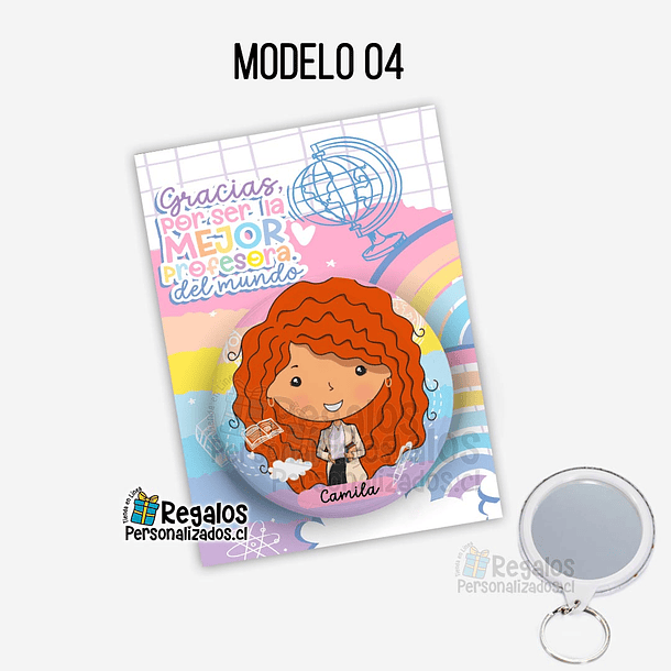 Llavero espejo diseño Profesora colores 5