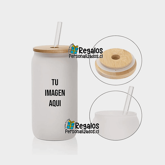 Vaso lata tapa bambú personalizado 2