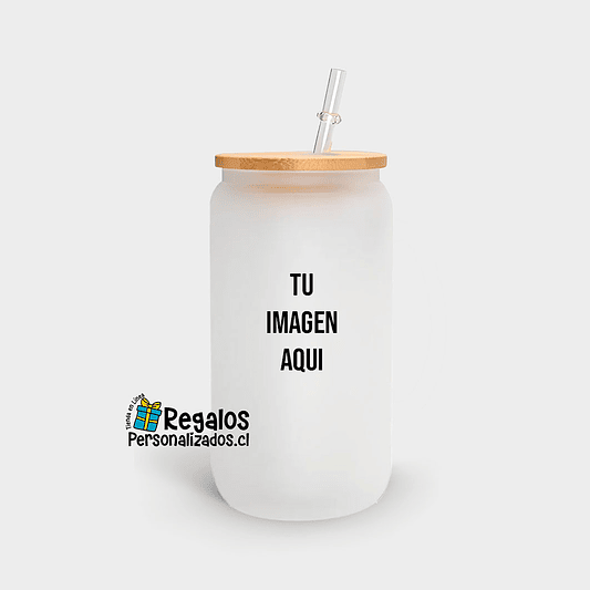 Vaso lata tapa bambú personalizado 1