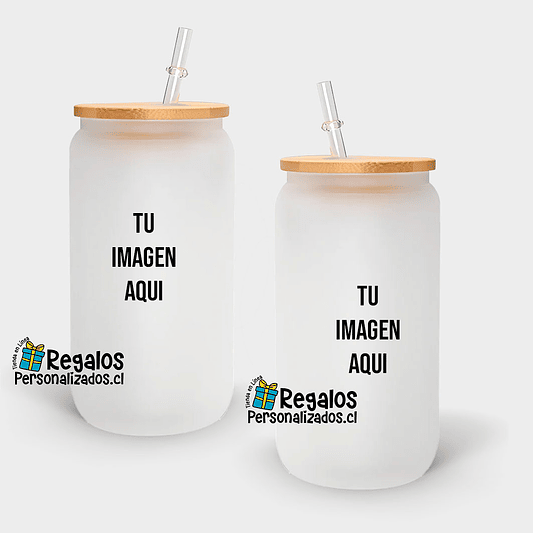 Vaso lata tapa bambú personalizado 3
