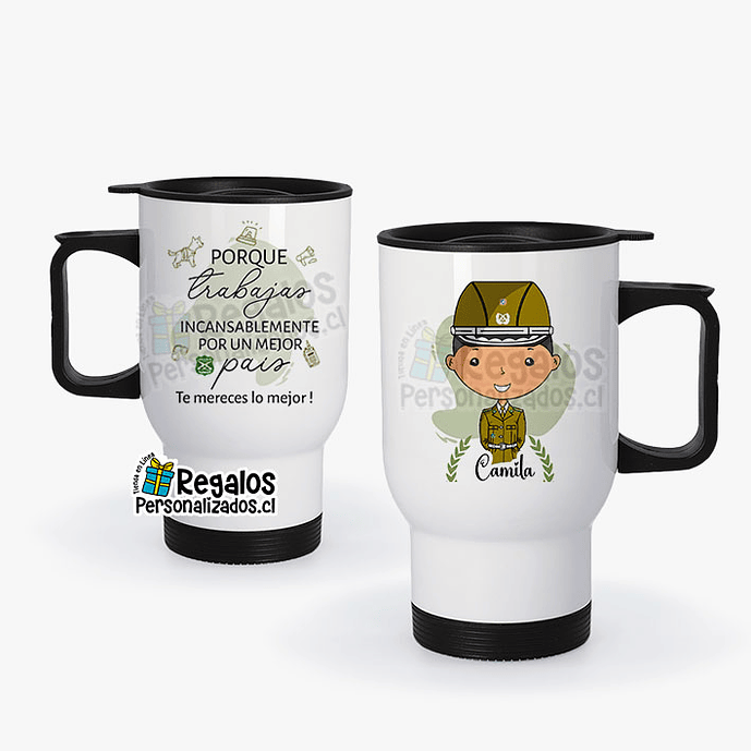 Mug térmico diseño carabinera 2