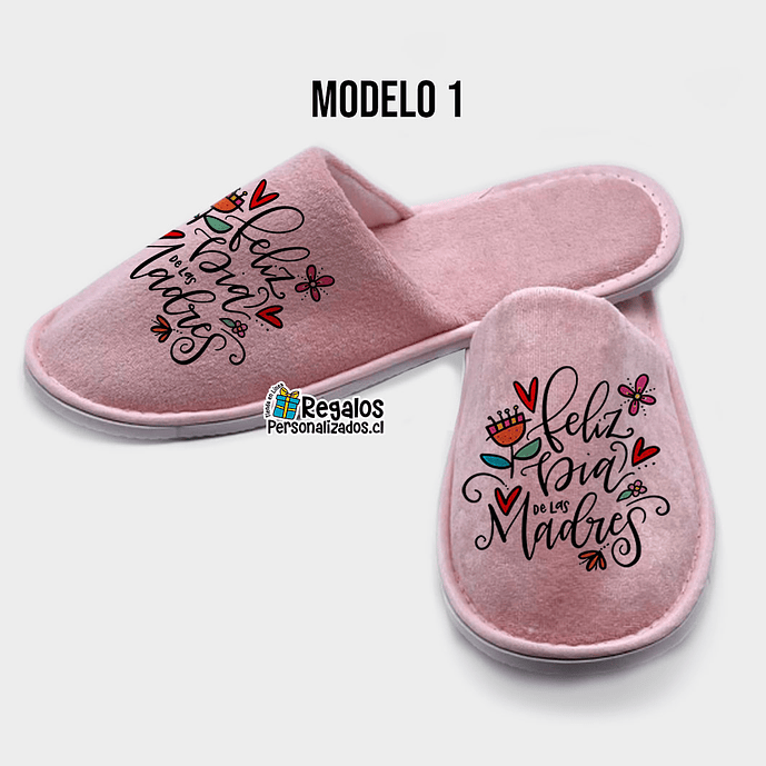 Pantuflas simples rosadas diseños mamá 2